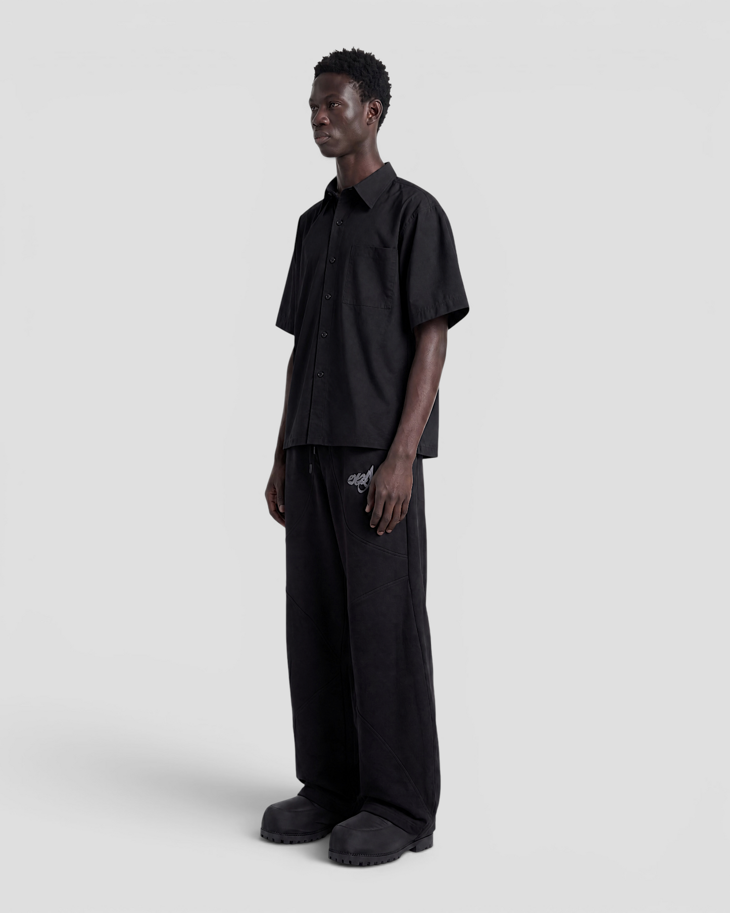 Nate Blank Black Boxy Shirt