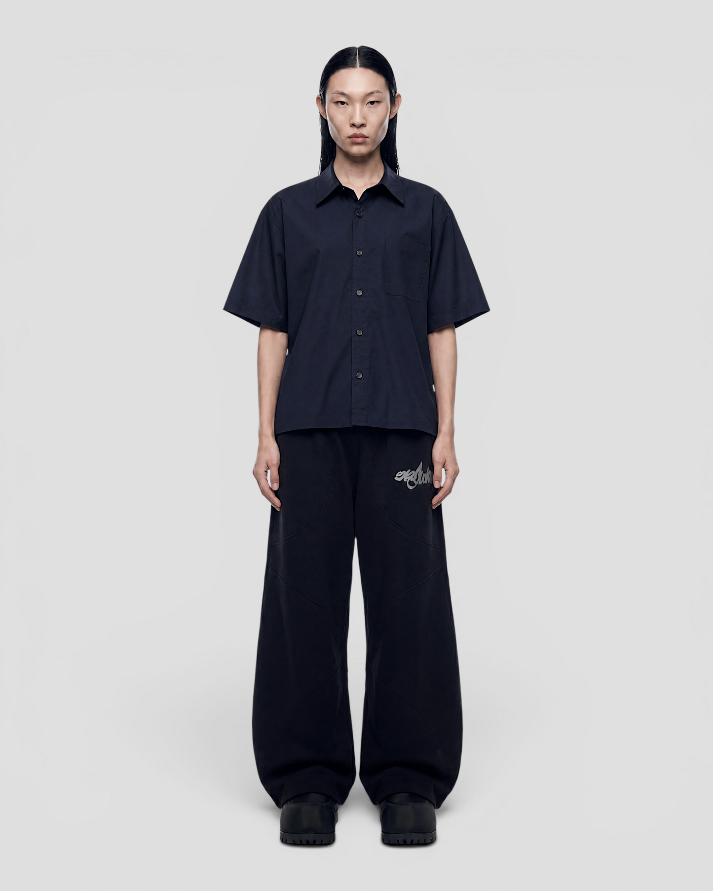 Nate Blank Navy Boxy Shirt